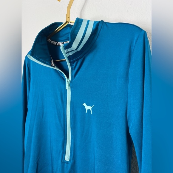 EUC Victoria’s Secret PINK Ultimate Quarter Zip Pullover Teal Blue Size Small - Picture 7 of 10